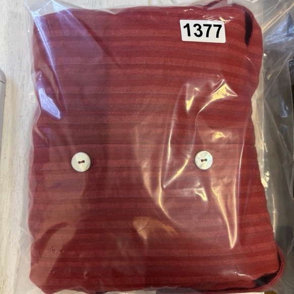 Fridaze Red Orange Button Down 100% Linen Blouse 2x Stripe - Picture 6 of 6